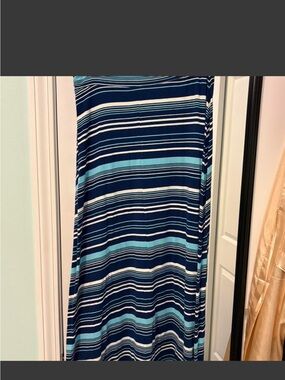 Striped Navy and Light Blue Maxi Skirt